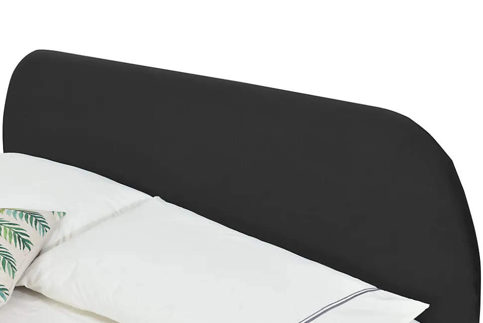 Lit 160 x 200 cm en velours noir et pieds noirs - PHOENIX