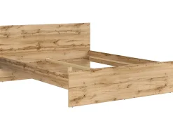 Lit adule 2 places 160x200 cm ,coloris Chêne wotan - Longueur 204,5 x Profondeur 165 x Hauteur 85,5cm