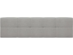 Lit adule 140x200 avec tête de lit capitonnée beige,sommier et rangement, coloris chêne Sonoma - L. 204,5 x P. 149 x H. 95/40,5 cm