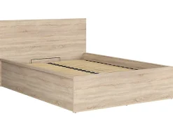 Lit adule 140x200 Lit coffre 2 places avec sommier et rangement, coloris chêne Sonoma - L. 204,5 x P. 149 x H. 95/40,5 cm