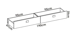 Lit adulte coloris blanc, chêne naturel avec 2 tiroirs - Longueur 196 x Profondeur 97 x Hauteur 79 cm