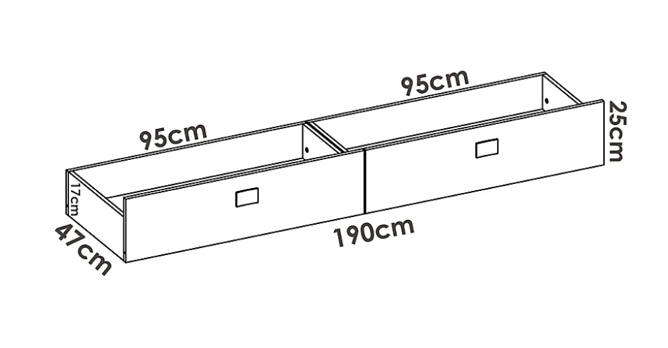 Lit adulte coloris blanc, chêne naturel avec 2 tiroirs - Longueur 196 x Profondeur 97 x Hauteur 79 cm