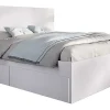 Lit adulte, couchage 140x190 cm avec 4 tiroirs coloris blanc - Longueur 145 x Profondeur 195 x Hauteur 100 cm