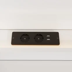 Lit adulte de rangement 180x200cm en bois - avec prises USB et LED - 2 tables de chevet & 2 tiroirs - Blanc