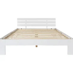 Lit Adulte Double Bois Massif 140x200cm Tête Lit Blanc Blackcolors