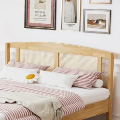 Lit Adulte Double 160x200cm Rotin 15 Lattes Pin Naturel Blackcolors