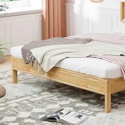 Lit Adulte Double 160x200cm Rotin 15 Lattes Pin Naturel Blackcolors