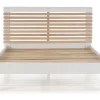 Lit adulte en pin et MDF coloris blanc, naturel - Longueur 197,7 x Profondeur 153,2 x Hauteur 100 cm
