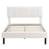 Lit adulte lit cadre à lattes en bois lit 140x190 cm lit rembourré lit pieds en fer Single sherpa beige