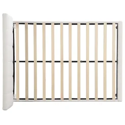 Lit adulte lit cadre à lattes en bois lit 140x190 cm lit rembourré lit pieds en fer Single sherpa beige