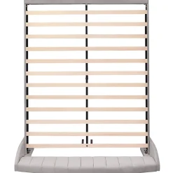 Lit adulte lit cadre à lattes en bois lit 160x200 cm lit rembourré Single velours gris