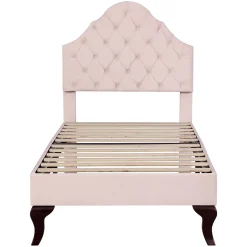 Lit adulte lit cadre à lattes en bois lit 90x200 cm lit rembourré Single velours rose
