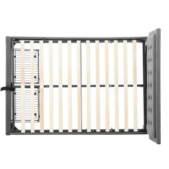 Lit adulte lit coffre lit 140x200 cm lit de rangement lit rembourré hydraulique lit 2 tiroirs lit double velours gris