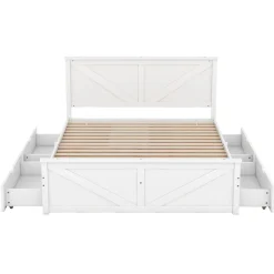 Lit adulte lit 160x200 cm avec 4 tiroirs Single pin blanc
