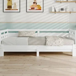 Lit adulte lit 90x200 cm lit de jour lit évolutif Single pin massif blanc