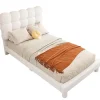 Lit adulte lit 90x200 cm lit plat lit rembourré Single blanc