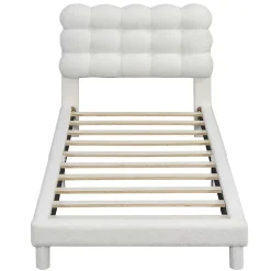 Lit adulte lit 90x200 cm lit plat lit rembourré Single blanc