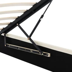 Lit adulte lit 140x200 cm lit rembourré hydraulique lit double avec sommier à lattes pu blanc crème