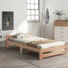 Lit adulte lit 90x200 cm lit sommier à lattes Single bois massif Neutral