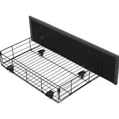 Lit adulte rembourré 90x200 cm en lin - 2 tiroirs - avec fonction de charge et éclairage LED - Gris