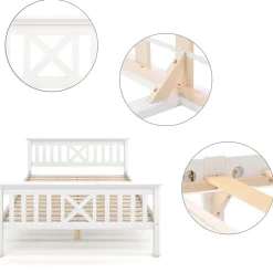 Lit Adulte Simple 90x200cm Bois Blanc Blackcolors