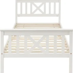 Lit Adulte Simple 90x200cm Bois Blanc Blackcolors