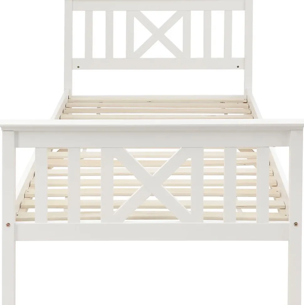 Lit Adulte Simple 90x200cm Bois Blanc Blackcolors