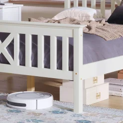 Lit Adulte Simple 90x200cm Bois Blanc Blackcolors