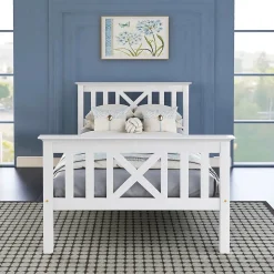 Lit Adulte Simple 90x200cm Bois Blanc Blackcolors