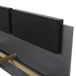 Lit adulte 140x200 avec sommier et tiroirs intégrés - Collection FLOYD. Coloris gris effet bois.