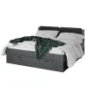 Lit adulte 180x200 avec tiroirs intégrés - Collection FLOYD, Coloris gris effet bois