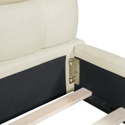 Lit adulte 140x200 cm, lit rembourré en lin, dossier moelleux, sommier à lattes, tête de lit, Beige