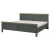 Lit adulte 180x200 collection ASSIA. Coloris vert kaki et finitions aspect chene.
