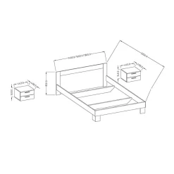 Lit adulte 180x200 collection IRINA. Coloris gris clair et gris foncé