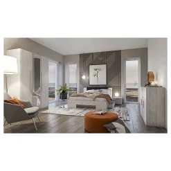 Lit adulte 180x200 collection IRINA. Coloris gris clair et gris foncé