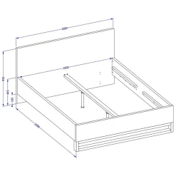 Lit adulte 160x200 style industriel - Collection MILOS. Coloris chene brut et noir.