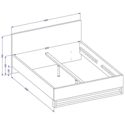 Lit adulte 160x200 style industriel - Collection MILOS. Coloris chene brut et noir. Sommier inclus