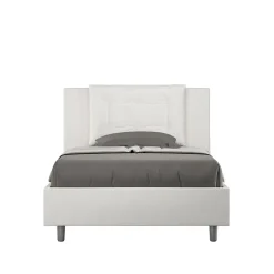 Lit Annalisa en simili cuir blanc avec sommier tapissé 120x210