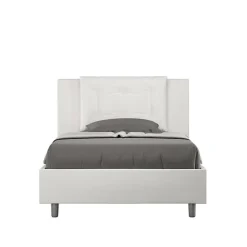 Lit Annalisa en simili cuir blanc avec sommier tapissé 120x210