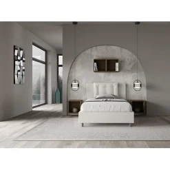 Lit Annalisa en simili cuir blanc avec sommier tapissé 120x210