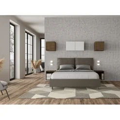 Lit Antea avec sommier rembourré 160x210 simili cuir cappuccino