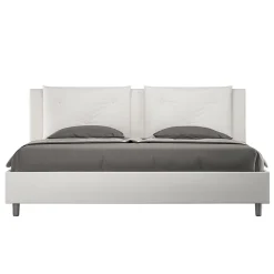 Lit Appia en simili cuir blanc avec sommier tapissé 180x190