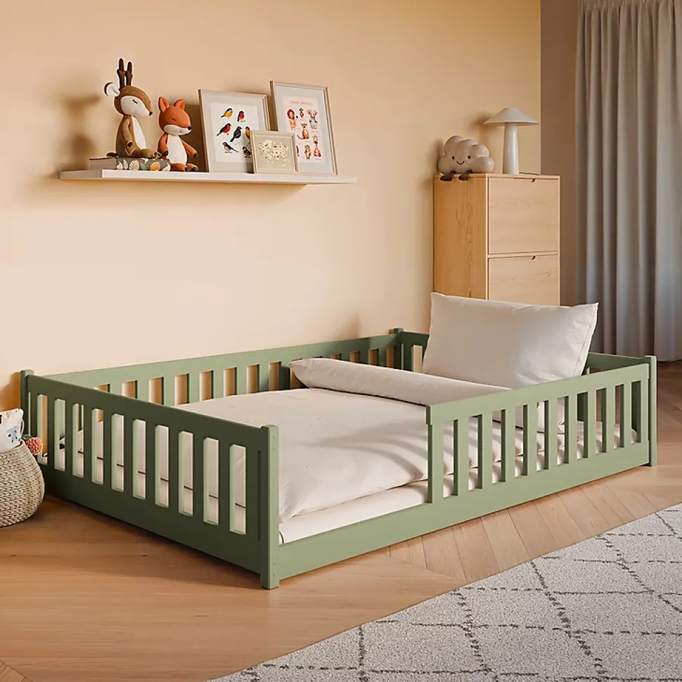 Lit au sol 140x200 sommier inclus Maya Olive