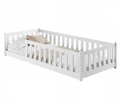 Lit au sol 90x200 sommier inclus Maya Blanc