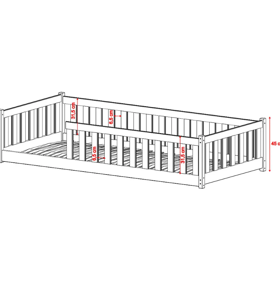 Lit au sol 90x200 sommier inclus Maya Cachemire