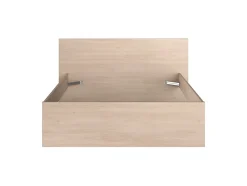 Lit avec 4 tiroirs 140 x 190 cm - Coloris : Blanc brillant et naturel - VELONA