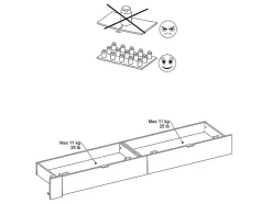 Lit avec 4 tiroirs 140 x 190 cm - Coloris : Blanc brillant et naturel - VELONA