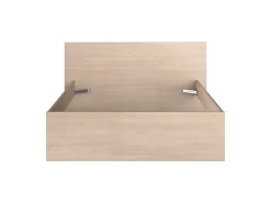 Lit avec 4 tiroirs 140 x 190 cm - Coloris : Naturel et noir + Sommier + Matelas - VELONA