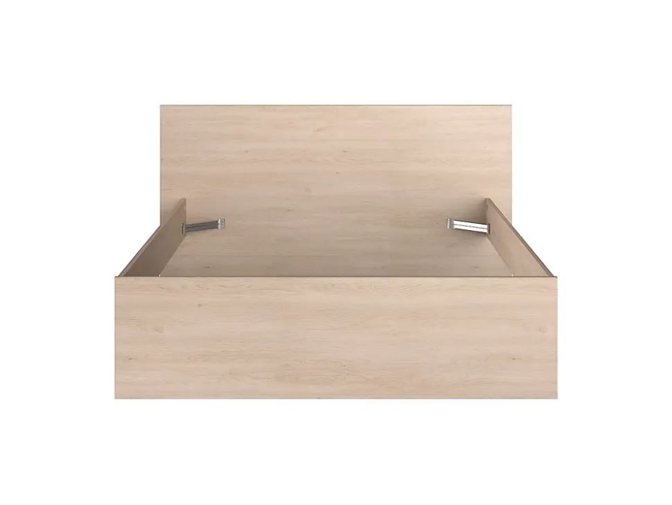 Lit avec 4 tiroirs 140 x 190 cm - Coloris : Naturel et noir + Sommier + Matelas - VELONA