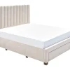 Lit avec 3 tiroirs 140 x 200 cm - Tissu - Beige + Matelas - LIAKO